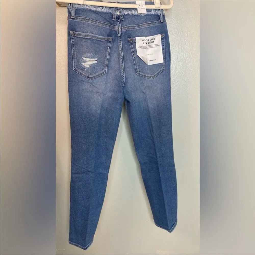 NWT good American good legs straight 6/28 in blue‎ 618